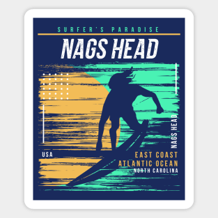 Retro Surfing Nags Head, North Carolina // Vintage Surfer Beach // Surfer's Paradise Magnet